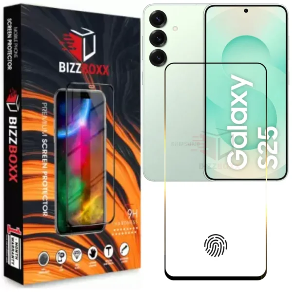 Samsung Galaxy S25 5G Tempered Glass Protector Fingerprint Working With Intallation kit - BizzBoxx