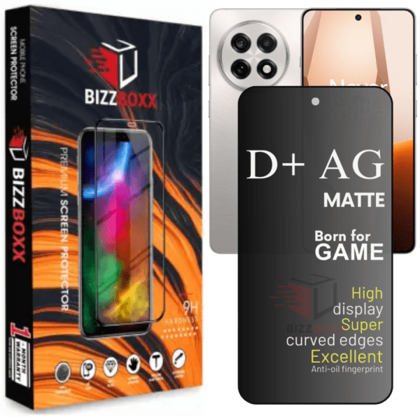 OnePlus 13R 5G MATTE Tempered Glass Screen Protector Guard With Precise Edges - High Definition, Shatterproof, Easy Install, Anti-Fingerprint Screen Guard (Pack of 1) - BizzBoxx