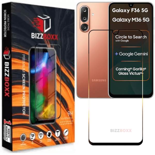 Samsung M36 F36 5G Tempered Glass Screen Protector (Pack of 1) – BizzBoxx