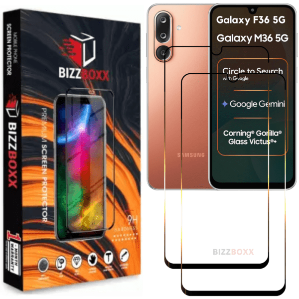 Samsung M36 F36 5G Tempered Glass Screen Protector (Pack of 2) – BizzBoxx