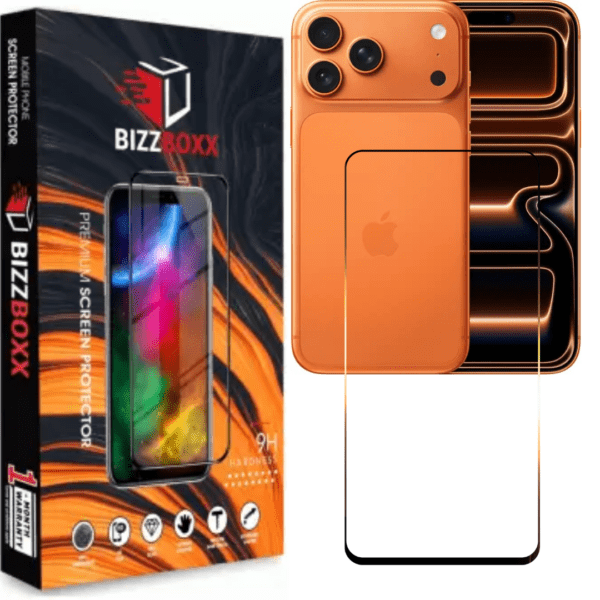 iPhone 17 Pro Max 5G Tempered Glass Screen Protector Edge to Edge Full Coverage | 9H Hardness | Anti Scratch | HD Clear (Pack of 1)-BizzBoxx
