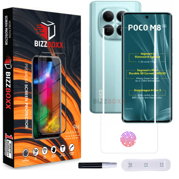 POCO M8 5G UV Tempered Glass Screen Protector Guard