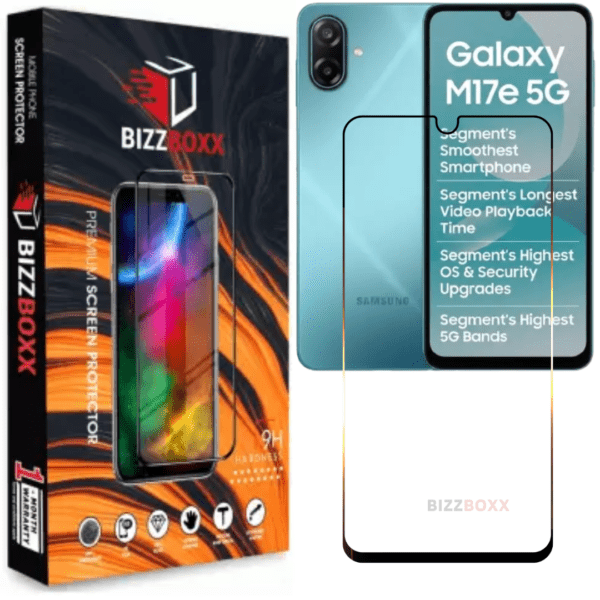 Samsung M17e 5G  Tempered Glass Screen Protector Guard - HD Clarity, Anti-Fingerprint Screen Guard (Sam M 17E / M117E - 6.7 inch) With Installation Kit - (Pack of 1)-BizzBoxx